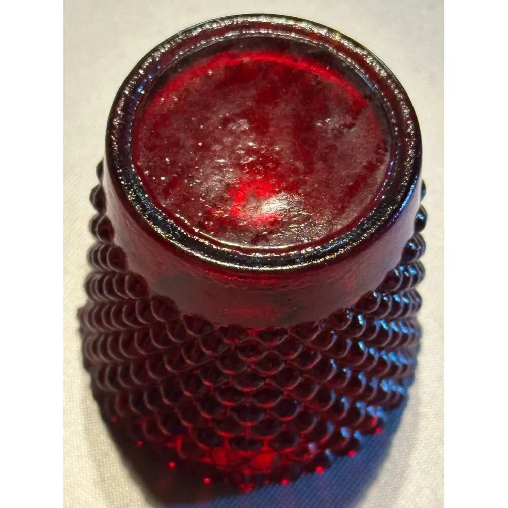 Set of 4 RUBY RED Amberina HOBNAIL VOTIVE CANDLE HOLDERS (GLOW) more available - Picture 7 of 7